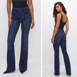 Good American Power Stretch Pull-on Flare Jeans Indigo941 - Size S